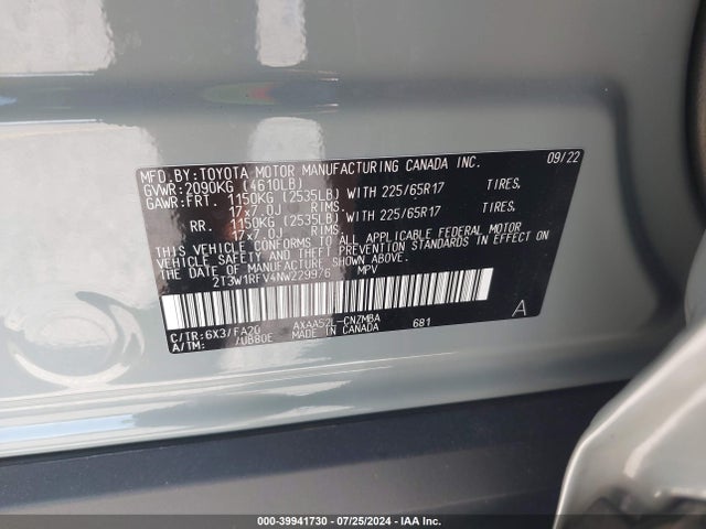 Toyota Rav4 Xle 2022 2T3W1RFV4NW229976 Image 9