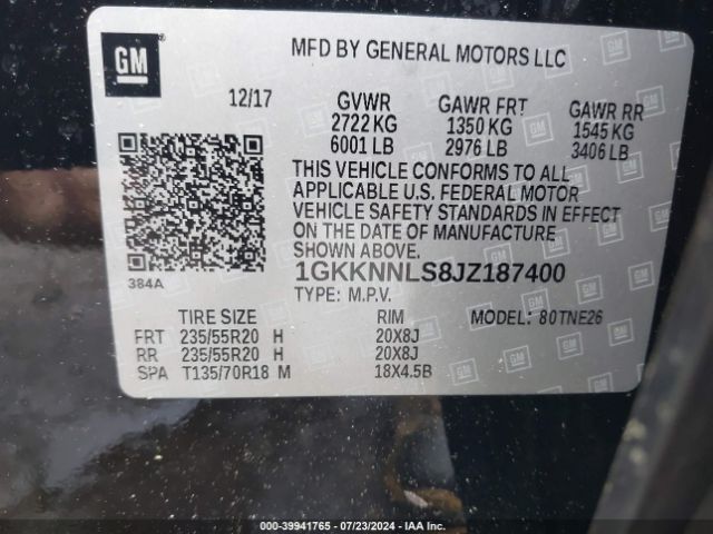 1GKKNNLS8JZ187400 GMC Acadia Slt-2