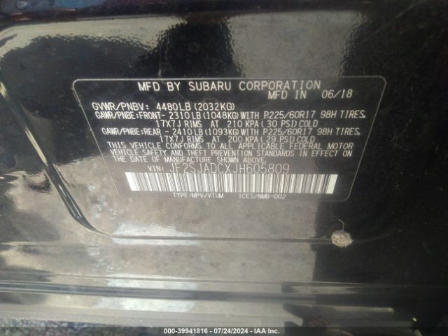 JF2SJADCXJH605809 Subaru Forester 2.5i Premium