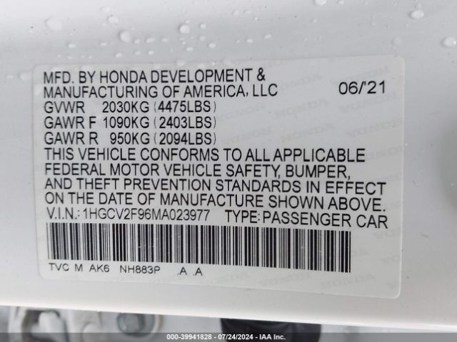 1HGCV2F96MA023977 Honda Accord Touring