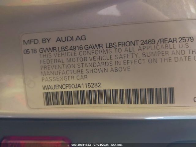 WAUENCF50JA115282 Audi A5 2.0t Premium