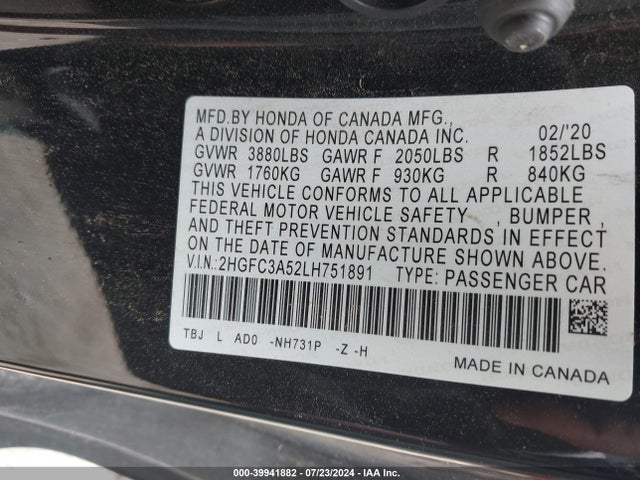 Honda CIVIC SI COUPE 2020 2HGFC3A52LH751891 Image 9