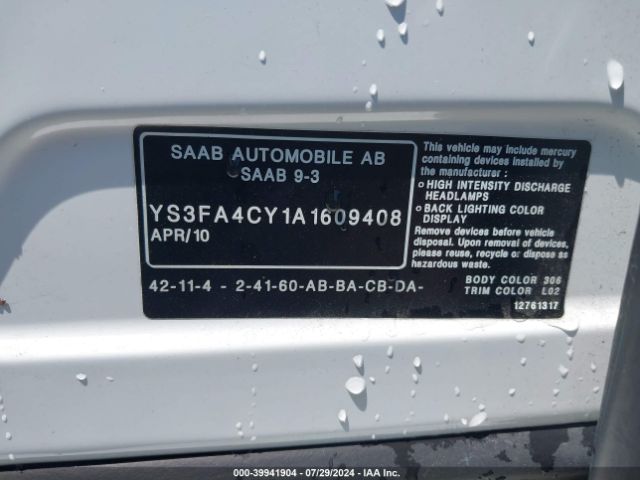 2010 SAAB 9-3 YS3FA4CY1A1609408 Photo 8