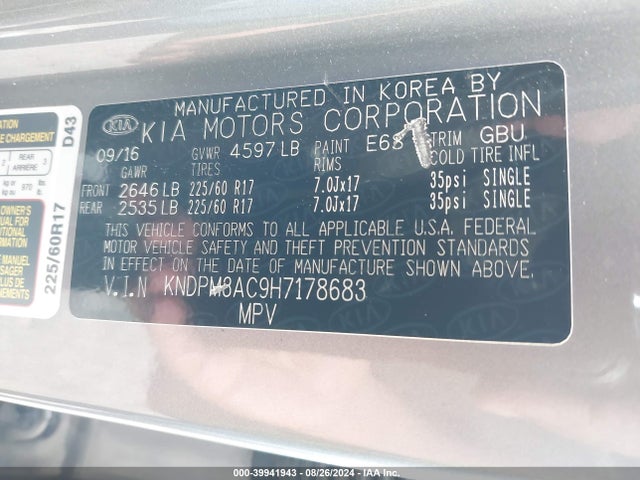 KIA Sportage Lx 2017 KNDPM3AC9H7178683 Image 9