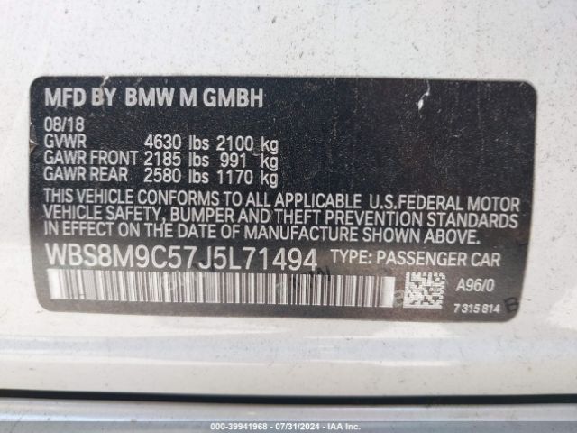WBS8M9C57J5L71494 BMW M3