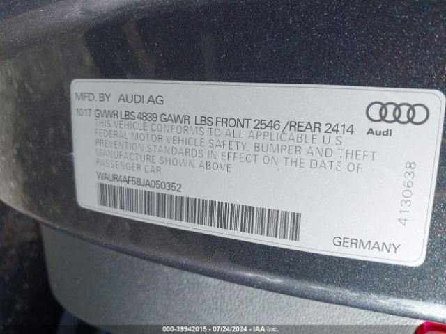 WAUR4AF58JA050352 Audi S5 3.0t Premium Plus