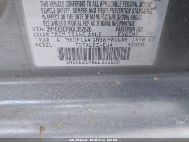 3N1CE2CP8GL352620 Nissan Versa Note S (sr)/s Plus/sl/sr/sv