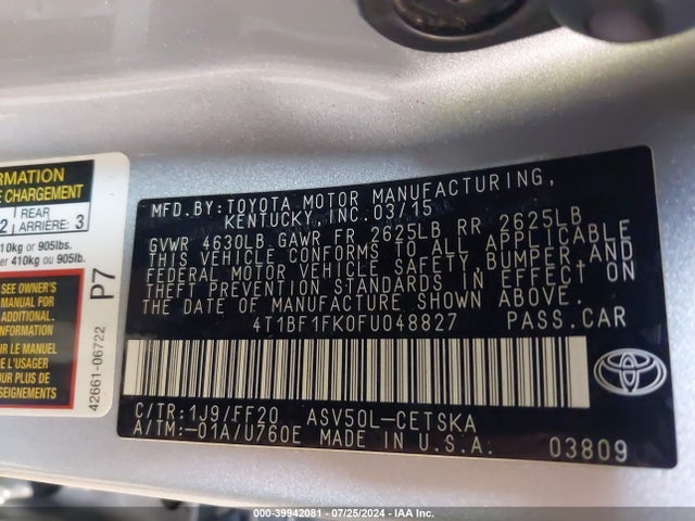 Toyota CAMRY SE 2015 4T1BF1FK0FU048827 Image 9