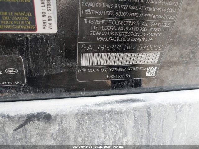 SALGS2SE3LA570806 Land Rover Range Rover P525 Hse