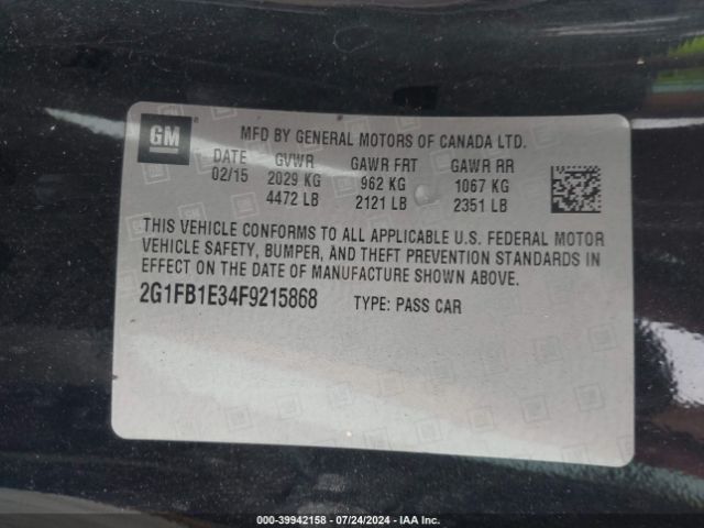 2G1FB1E34F9215868 Chevrolet Camaro 2ls