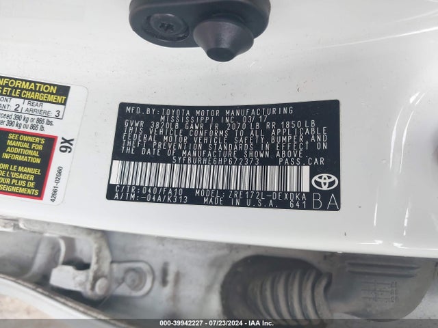 Toyota COROLLA L 2017 5YFBURHE6HP672373 Image 9