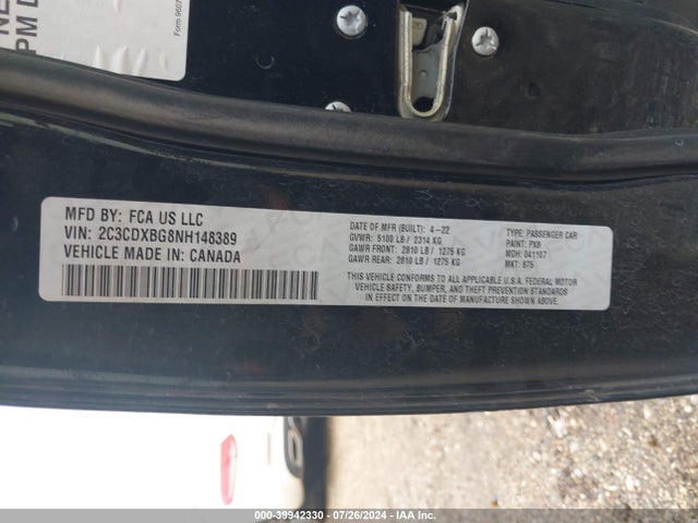 Dodge Charger Sxt Rwd 2022 2C3CDXBG8NH148389 Image 9