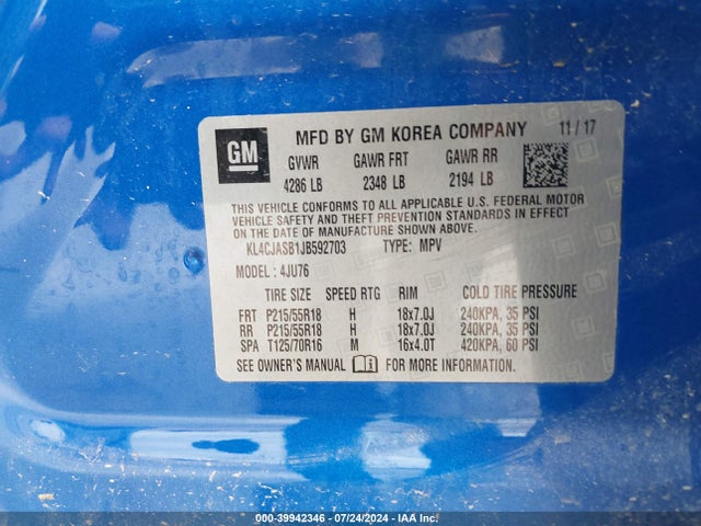 KL4CJASB1JB592703 Buick Encore Preferred