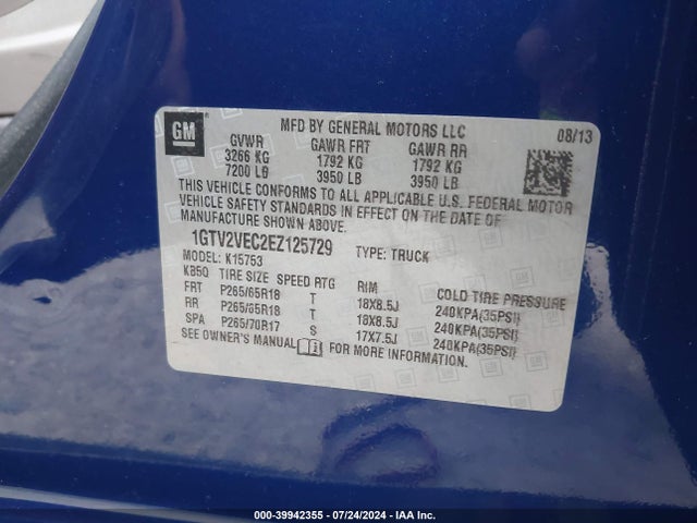 GMC Sierra 1500 Slt 2014 1GTV2VEC2EZ125729 Image 9