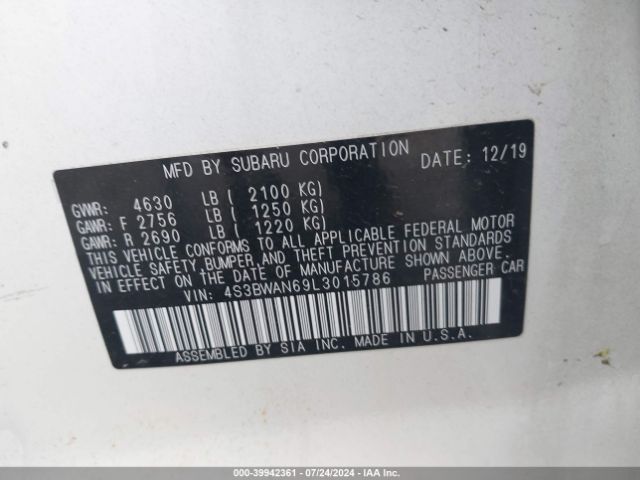 4S3BWAN69L3015786 Subaru Legacy Limited