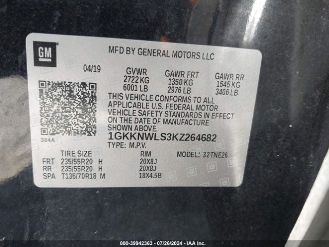 1GKKNWLS3KZ264682 GMC Acadia Slt-2