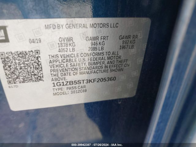 1G1ZB5ST3KF205360 Chevrolet Malibu 1ls