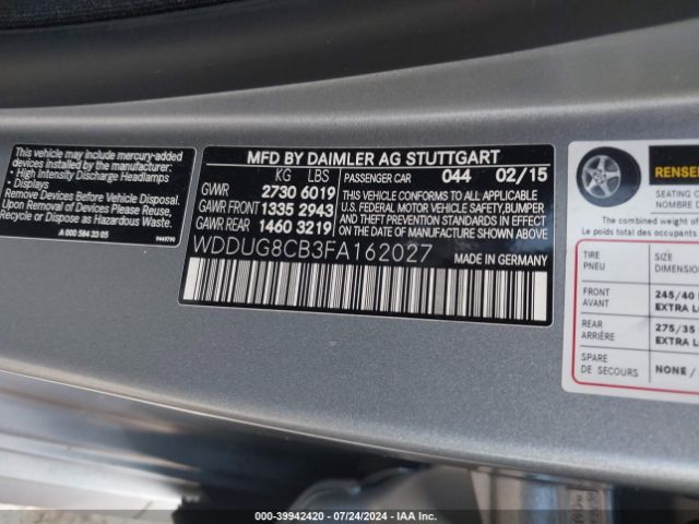 WDDUG8CB3FA162027 Mercedes-Benz S 550