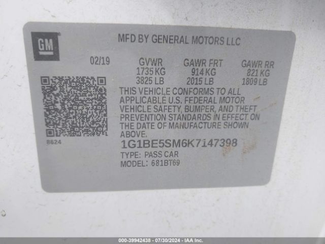 1G1BE5SM6K7147398 Chevrolet CRUZE LT