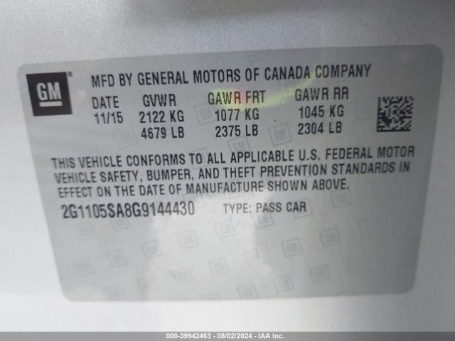 2G1105SA8G9144430 Chevrolet IMPALA 1LT