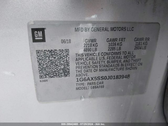 1G6AX5SS0J0183948 Cadillac CTS LUXURY