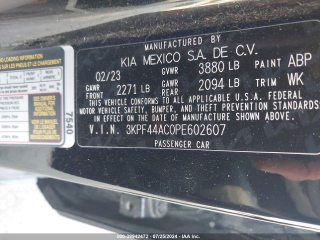 3KPF44AC0PE602607 KIA Forte Gt Manual