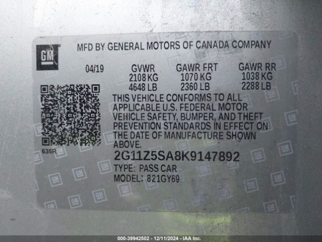 2G11Z5SA8K9147892 Chevrolet IMPALA LT