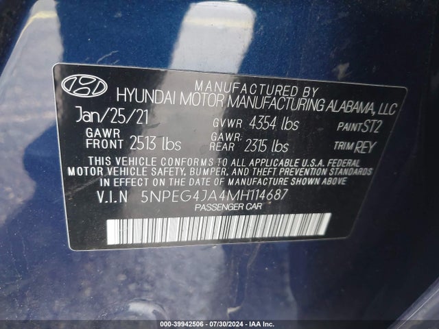 Hyundai SONATA SE 2021 5NPEG4JA4MH114687 Image 9