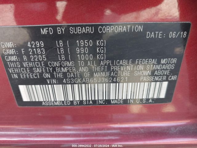 4S3GKAB65J3624621 Subaru Impreza 2.0i Premium