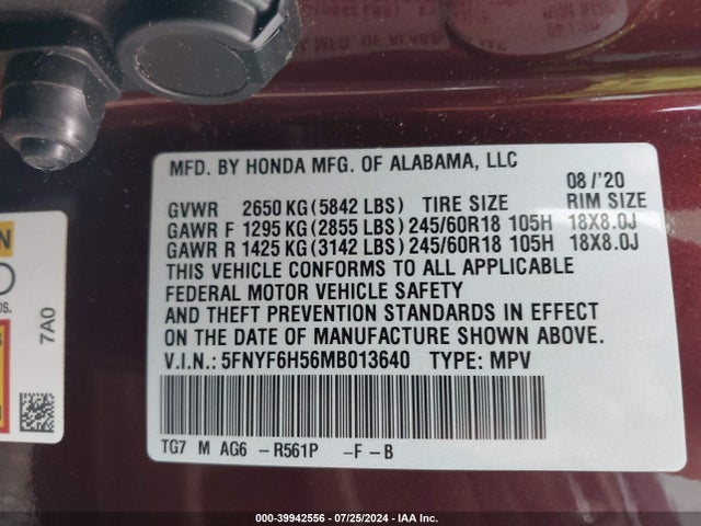 Honda Pilot Awd Ex-l 2021 5FNYF6H56MB013640 Image 9