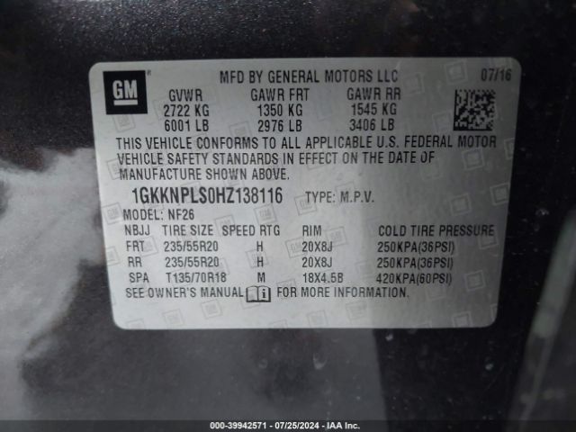 1GKKNPLS0HZ138116 GMC Acadia Denali