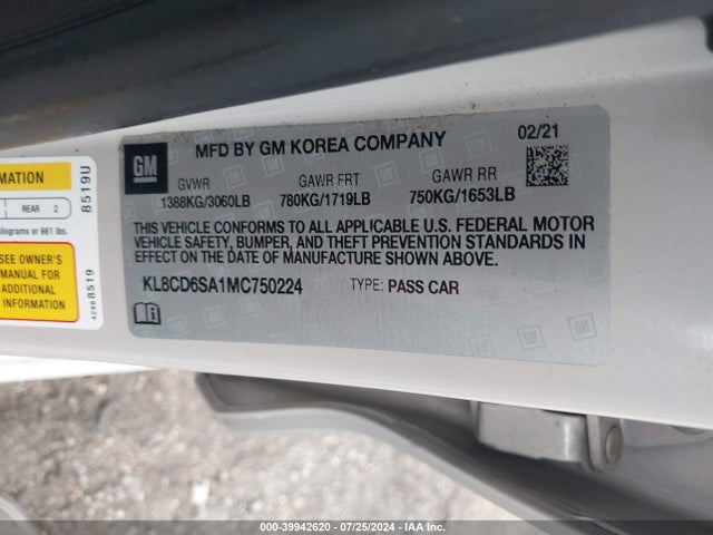 Chevrolet Spark Fwd 1lt Automatic 2021 KL8CD6SA1MC750224 Image 9