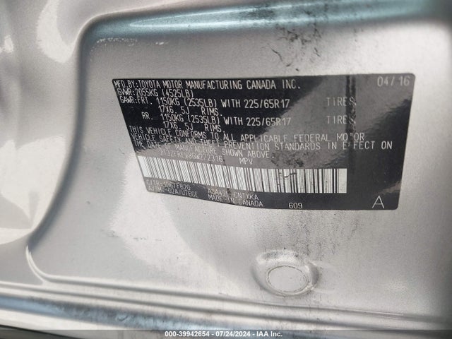 Toyota RAV4 LE 2016 2T3ZFREV8GW272316 Image 9