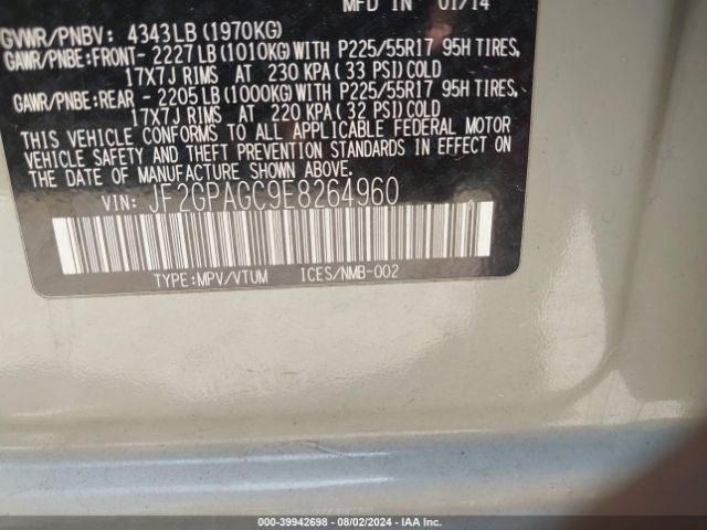 JF2GPAGC9E8264960 Subaru Xv Crosstrek 2.0i Limited