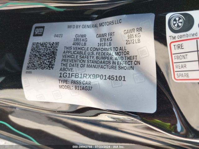 1G1FB1RX9P0145101 Chevrolet Camaro Rwd  1lt