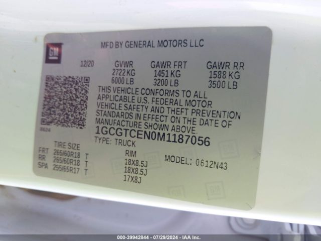 1GCGTCEN0M1187056 Chevrolet Colorado 4wd  Short Box Lt