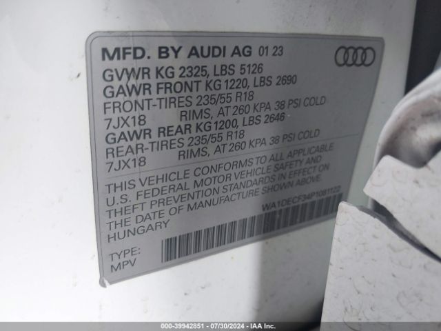 WA1DECF34P1081122 Audi Q3 Premium 45 Tfsi S Line Quattro Tiptronic