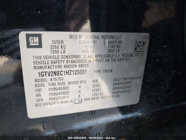 1GTV2NEC1HZ125001 GMC Sierra 1500 Slt