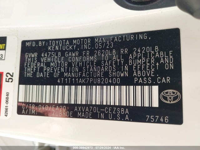 Toyota CAMRY SE 2023 4T1T11AK7PU820400 Image 9