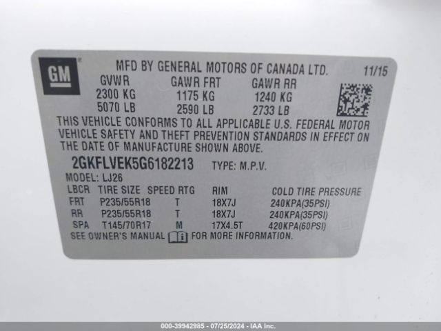2GKFLVEK5G6182213 GMC Terrain Denali