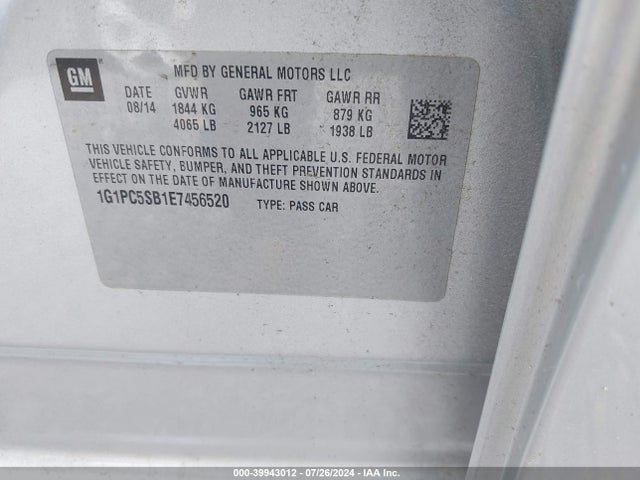 Chevrolet Cruze 1lt Auto 2014 1G1PC5SB1E7456520 Image 9