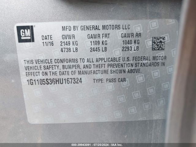 1G1105S36HU167324 Chevrolet IMPALA 1LT