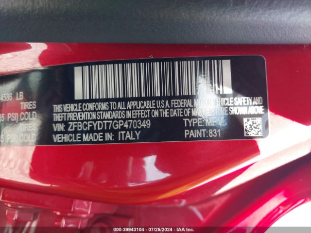 ZFBCFYDT7GP470349 Fiat 500x Lounge