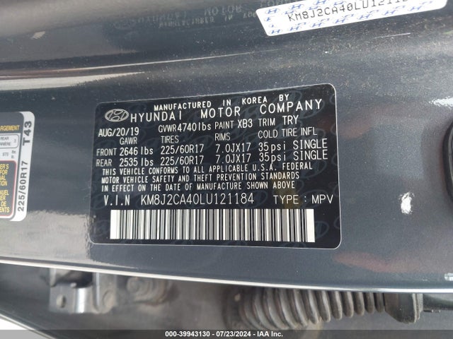 Hyundai TUCSON SE 2020 KM8J2CA40LU121184 Image 9