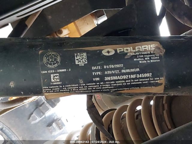 2022 POLARIS RZR 3NSMAD921NF345992 Photo 9