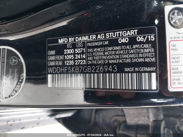 WDDHF5KB7GB226943 Mercedes-Benz E 350