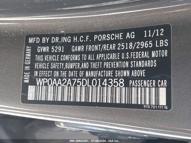 2013 PORSCHE PANAMERA WP0AA2A75DL014358 Photo 8