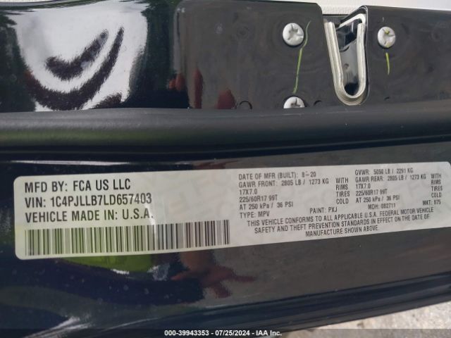 1C4PJLLB7LD657403 Jeep Cherokee Latitude Plus Fwd