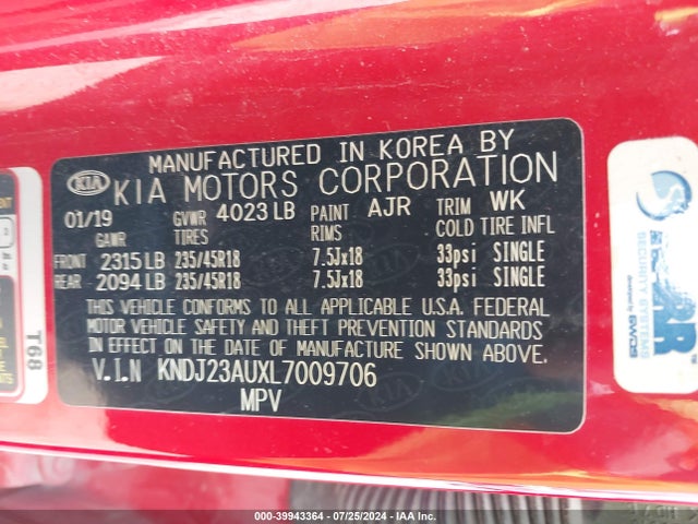 KIA Soul X-line 2020 KNDJ23AUXL7009706 Image 9