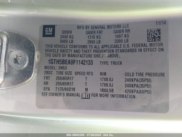 1GTH5BEA8F1142133 GMC CANYON SLE
